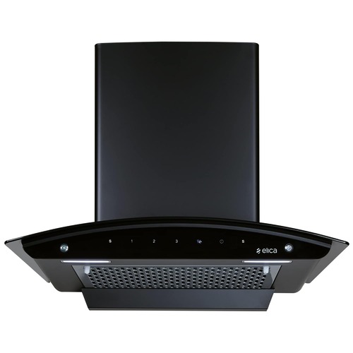 Elica FL600slimhacmsneroAuto Clean Curved Glass 60 cm| 5 Years Motor Warranty|Heat Autoclean| Gesture Control| Filterless|Powerful Suction | Low Noise Wall Mounted Black 1200 CMH Chimney FL 600 SLIM HAC MS NERO